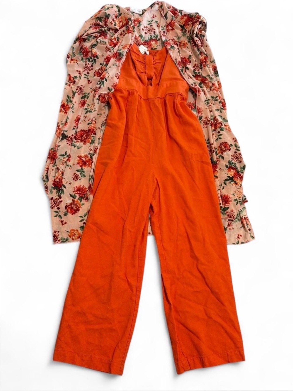 Women's Bright Orange Wide-Leg Jumpsuit